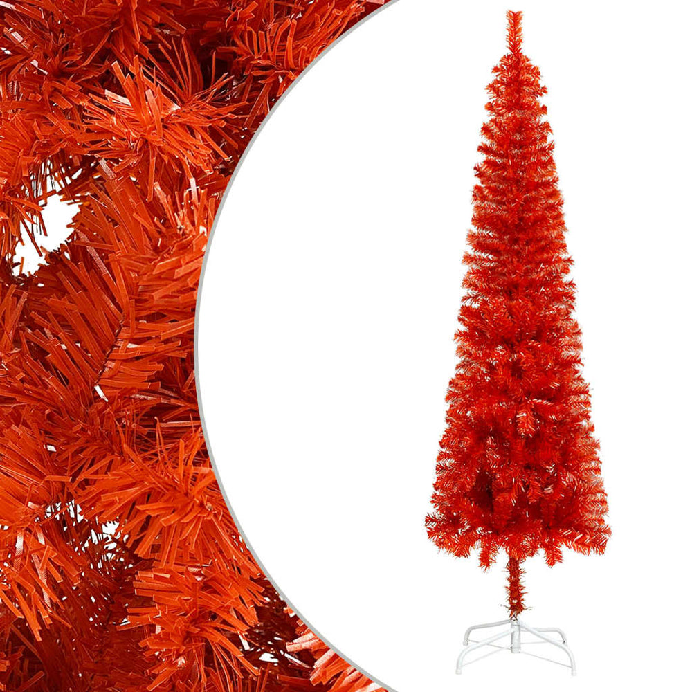 Siaura Kalėdų eglutė su LED lemputėmis, raudona, 150cm
