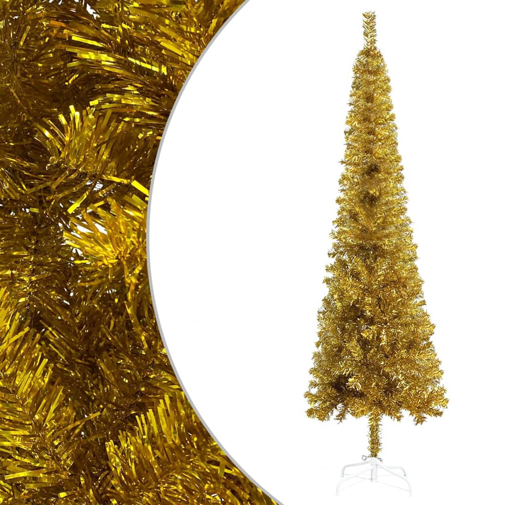 Siaura Kalėdų eglutė su LED lemputėmis, auksinė, 150cm