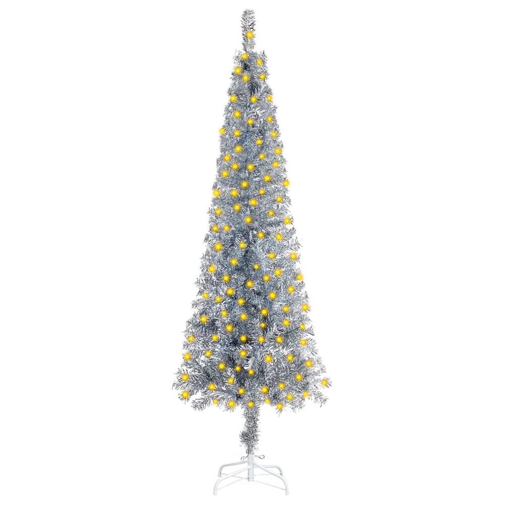 Siaura Kalėdų eglutė su LED lemputėmis, sidabrinė, 150cm