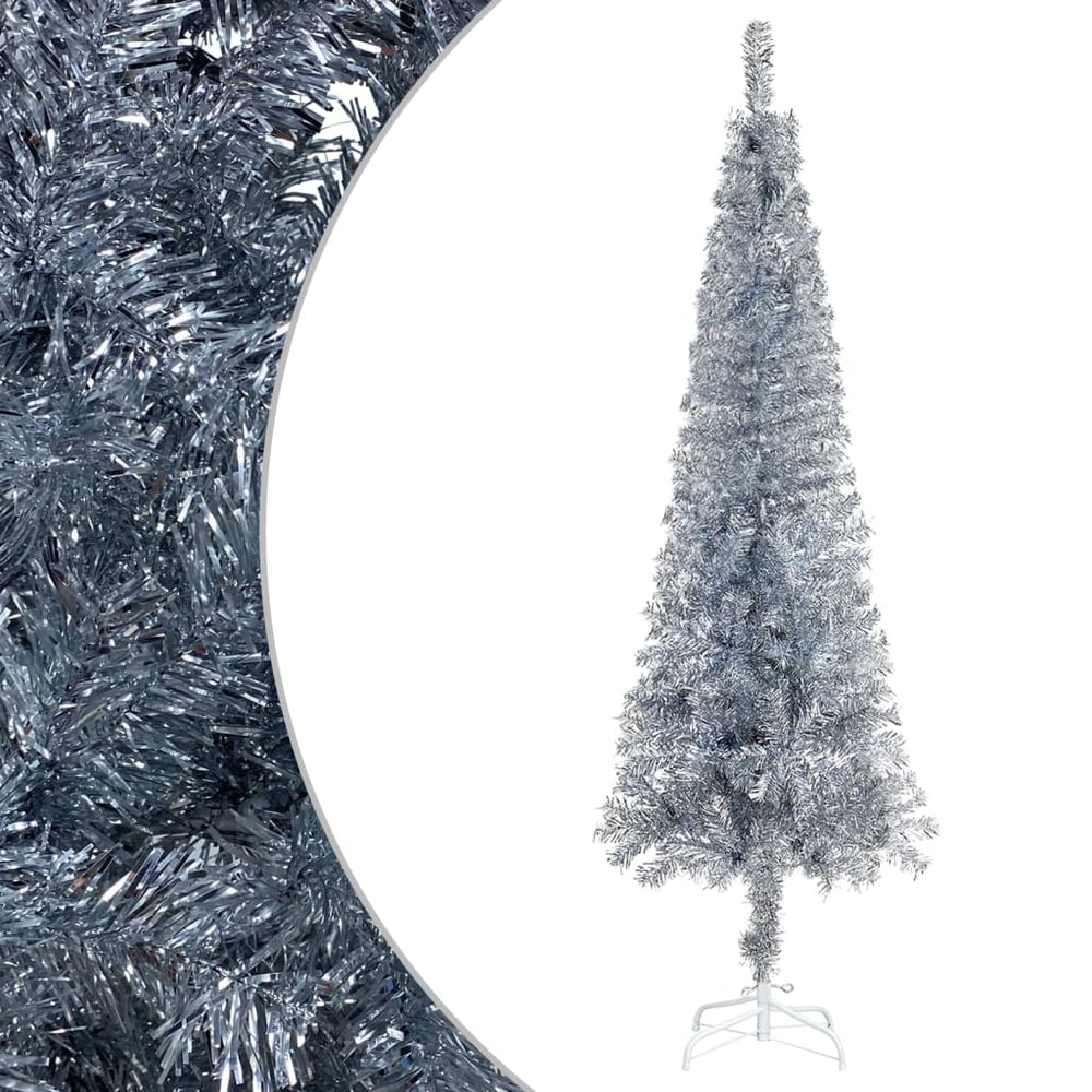 Siaura Kalėdų eglutė su LED lemputėmis, sidabrinė, 150cm