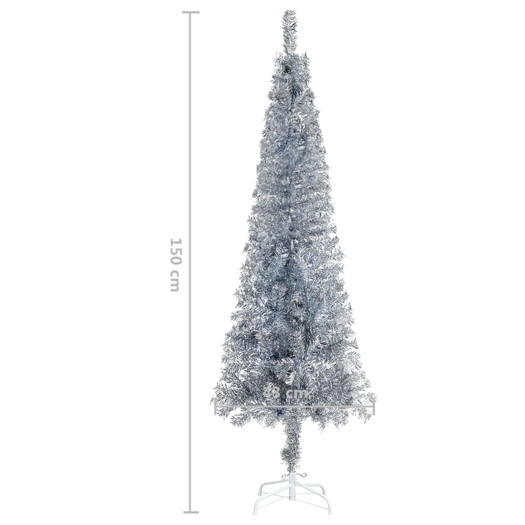 Siaura Kalėdų eglutė su LED lemputėmis, sidabrinė, 150cm