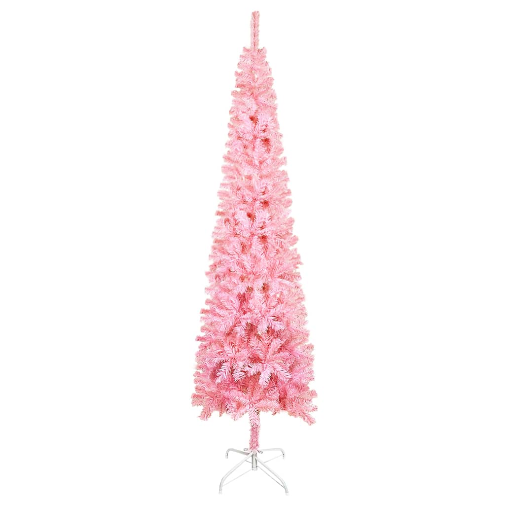Siaura Kalėdų eglutė su LED/žaisliukais, rožinė, 180cm