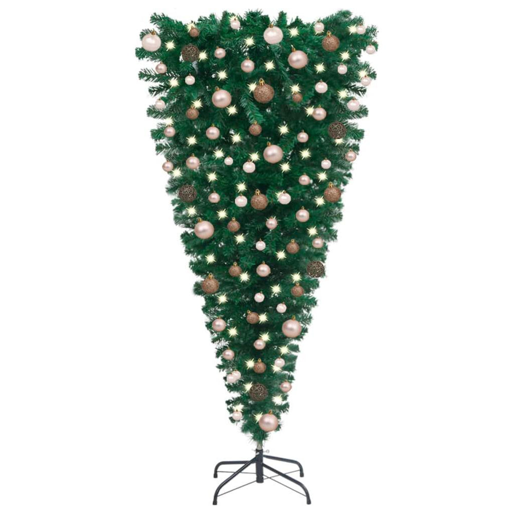 Apversta dirbtinė Kalėdų eglutė su LED ir žaisliukais, 210cm