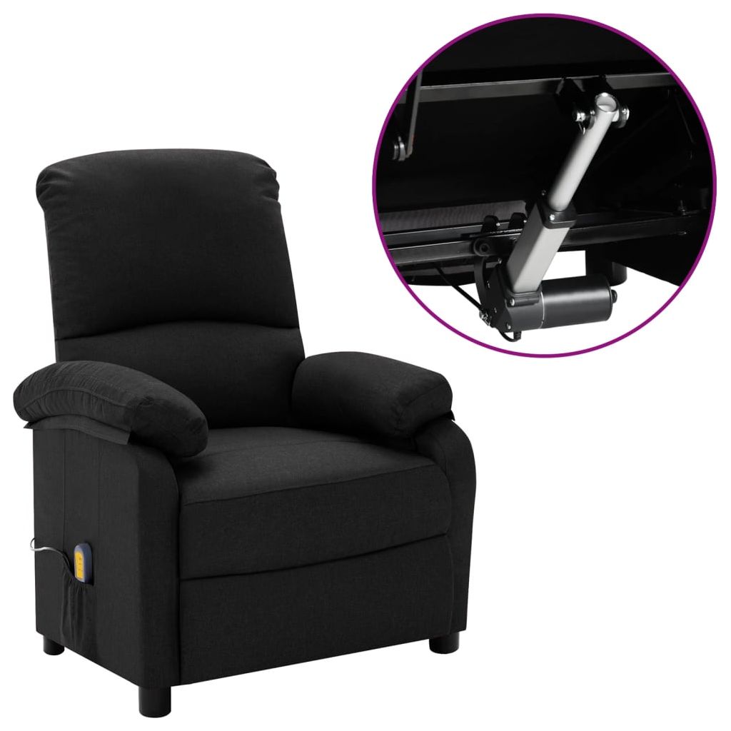 Elektrinis masažinis krėslas, juodos spalvos, audinys