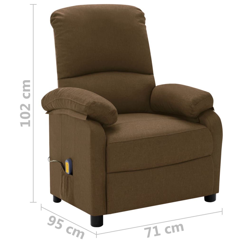 Elektrinis masažinis krėslas, rudos spalvos, audinys