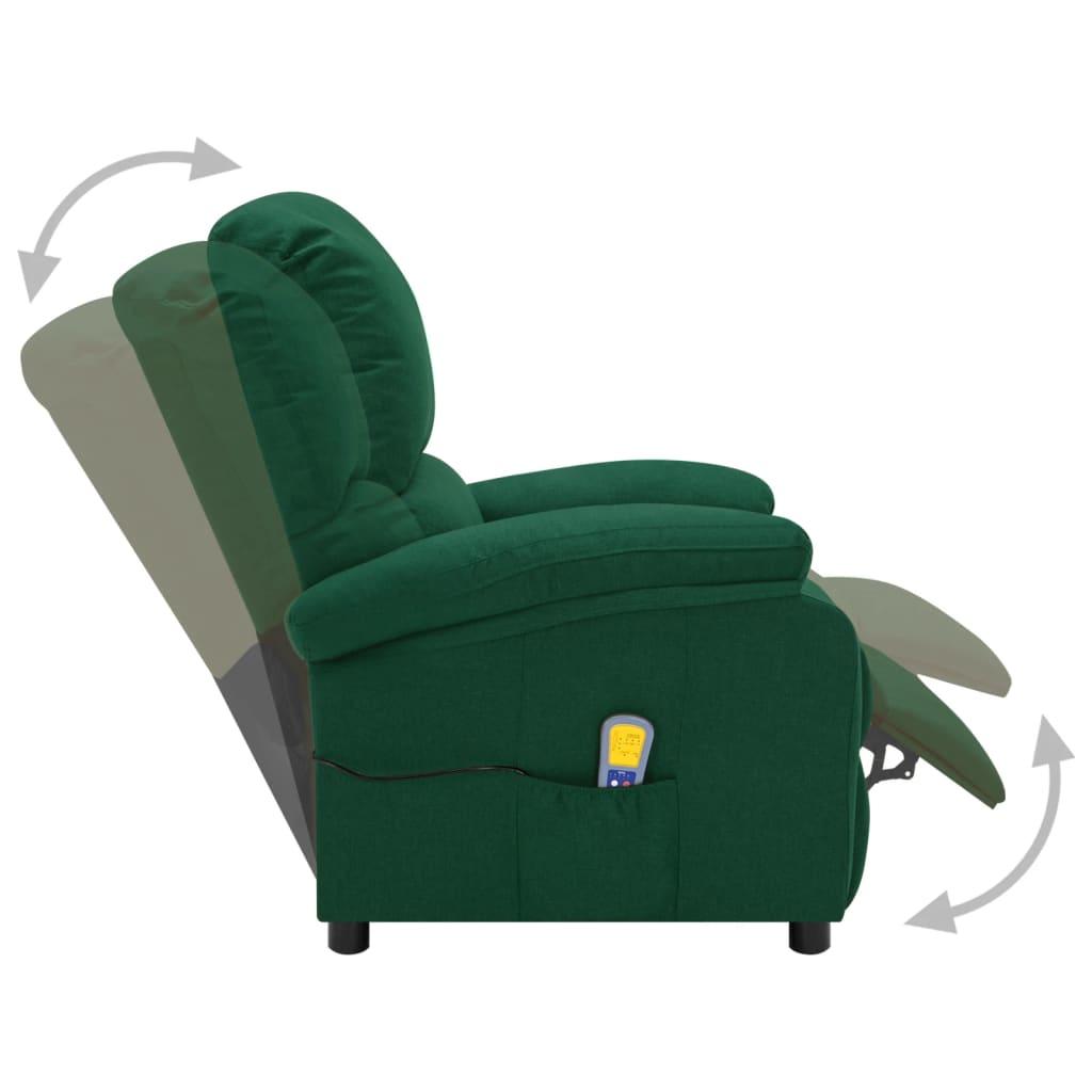 Elektrinis masažinis krėslas, tamsiai žalios spalvos, audinys