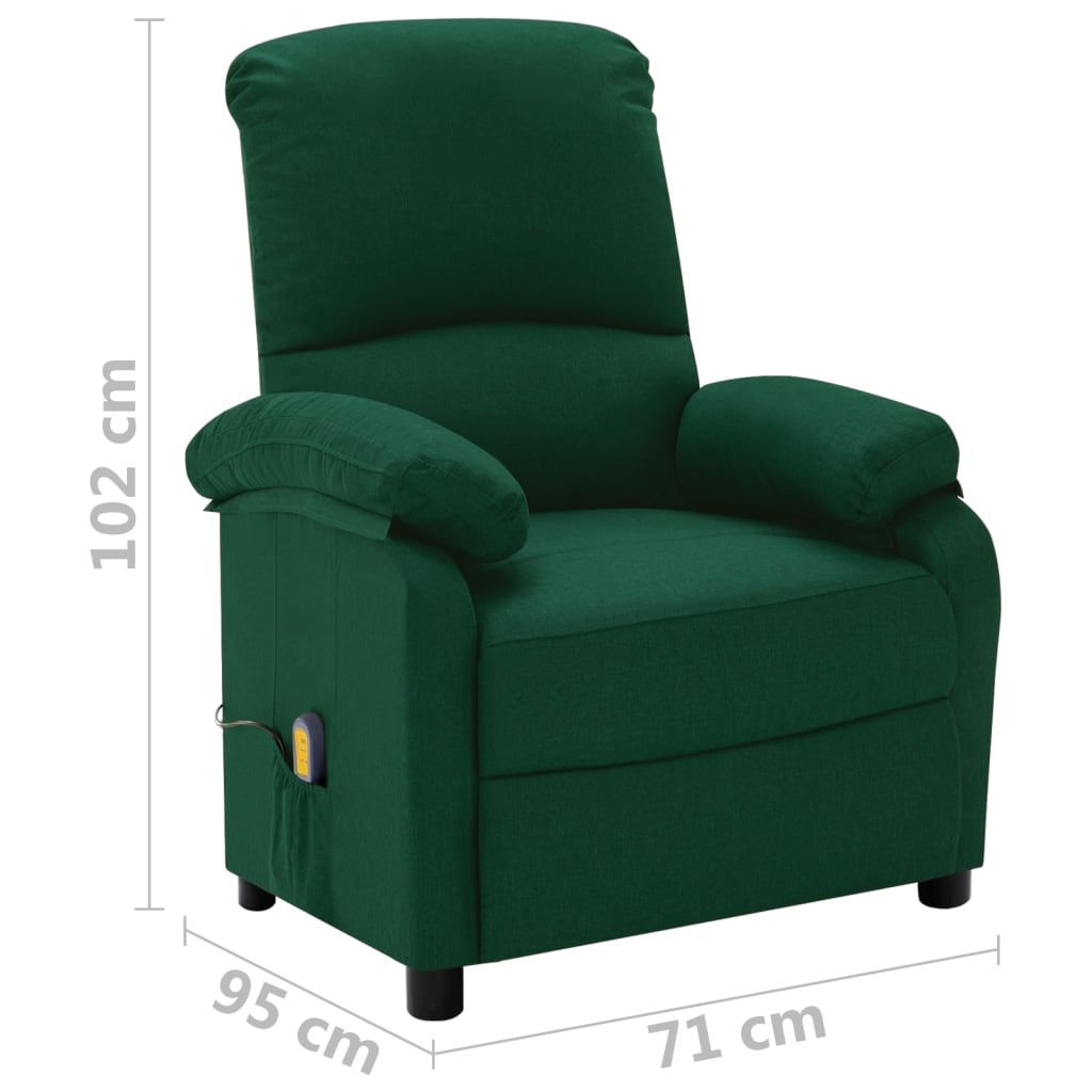Elektrinis masažinis krėslas, tamsiai žalios spalvos, audinys