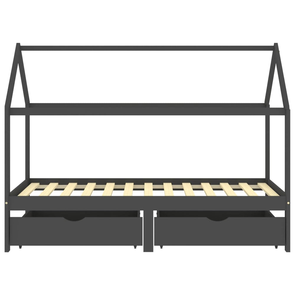 Vaikiškos lovos rėmas su stalčiais, pilkas, 90x200cm, pušis