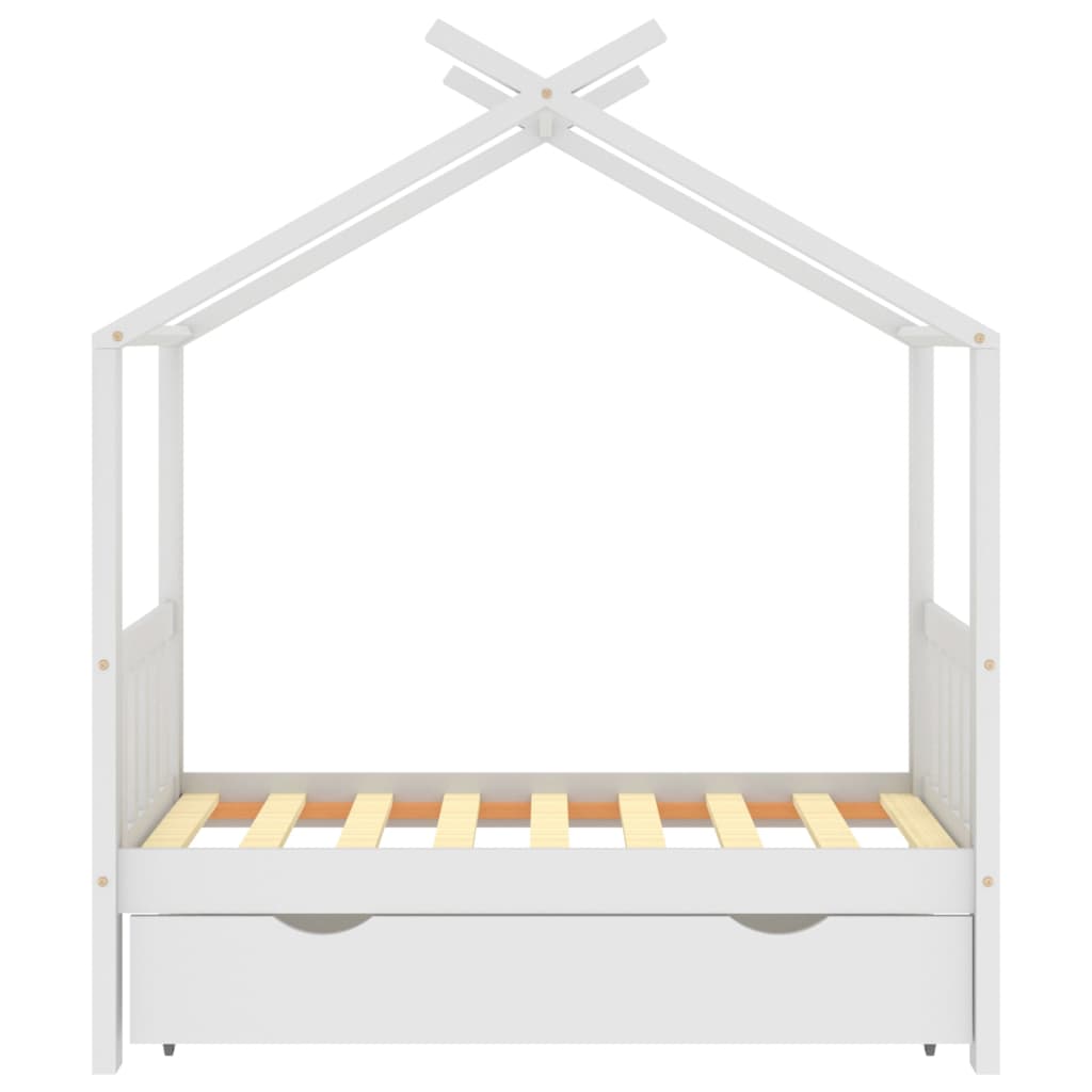 Vaikiškos lovos rėmas su stalčiumi, baltas, 70x140cm, pušis