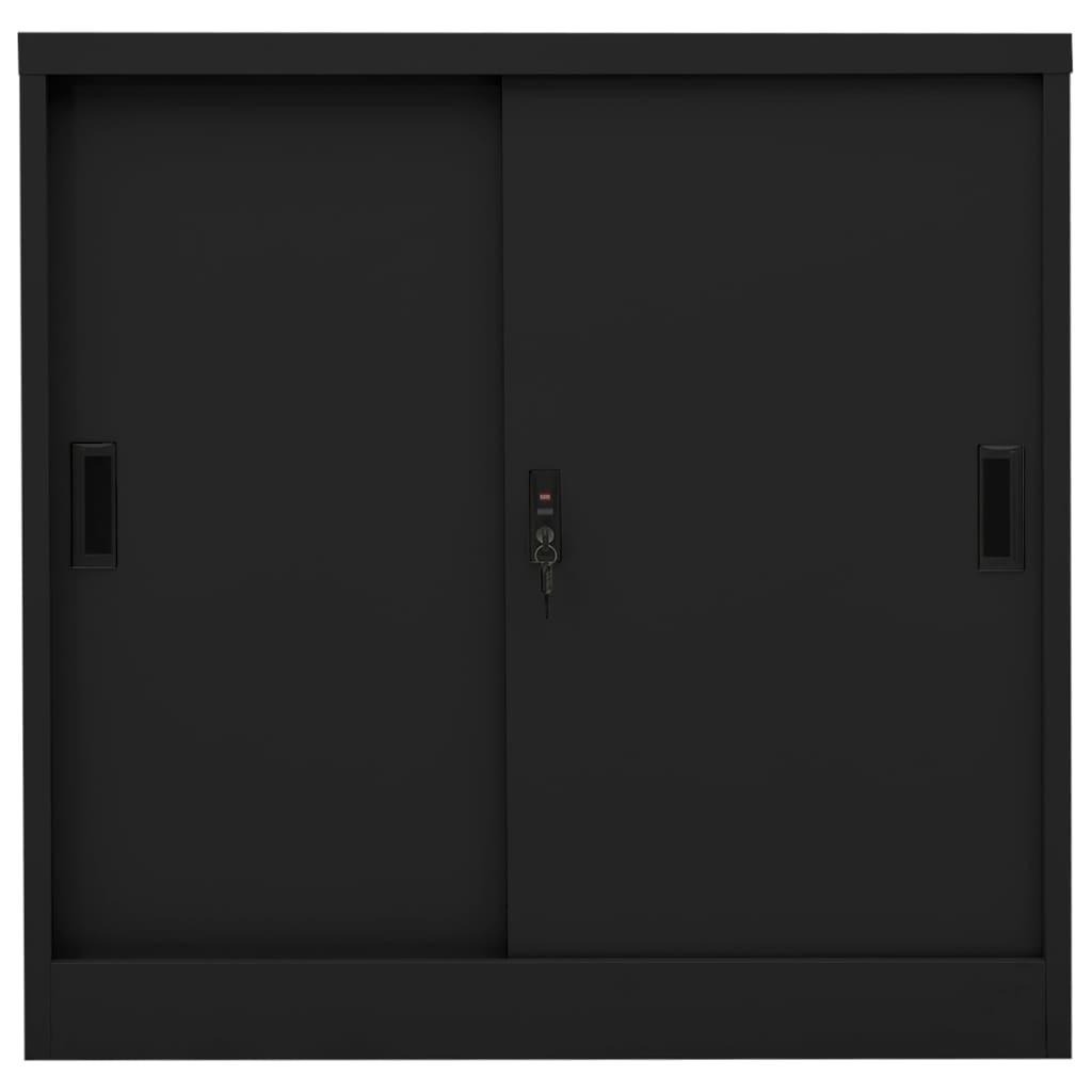 Biuro spintelė su stumdomom durim, juoda, 90x40x90cm, plienas