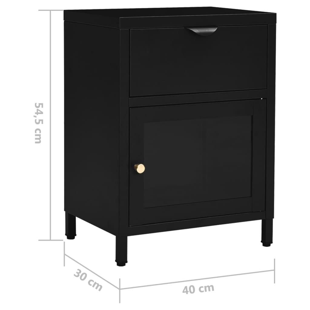 Naktinis staliukas, juodas, 40x30x54,5cm, plienas ir stiklas