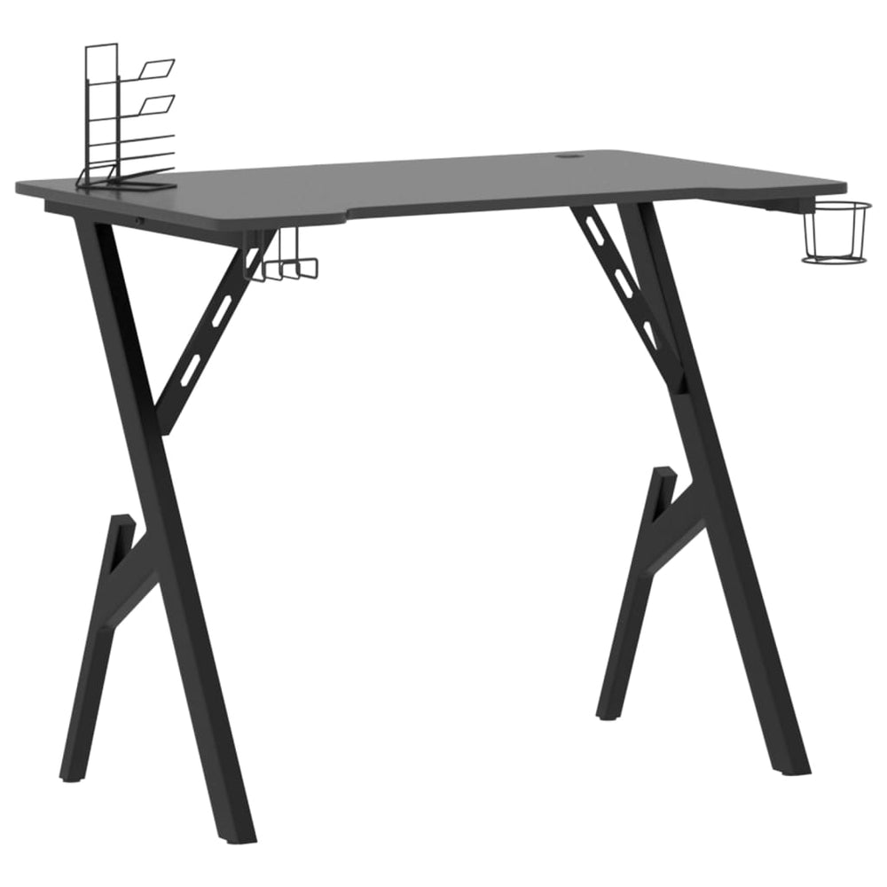 Žaidimų stalas su Y formos kojelėmis, juodas, 90x60x75cm
