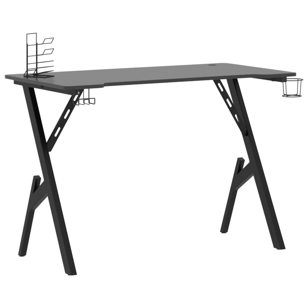 Žaidimų stalas su Y formos kojelėmis, juodas, 110x60x75cm
