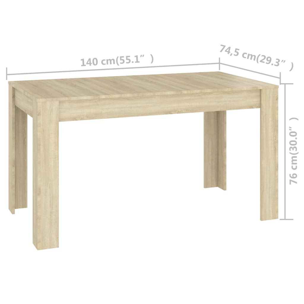 Valgomojo stalas, sonoma ąžuolo spalvos, 140x74,5x76cm, MDP