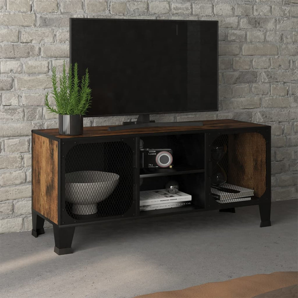 Televizoriaus spintelė, kaimiška ruda, 105x36x47cm, metalas/MDF