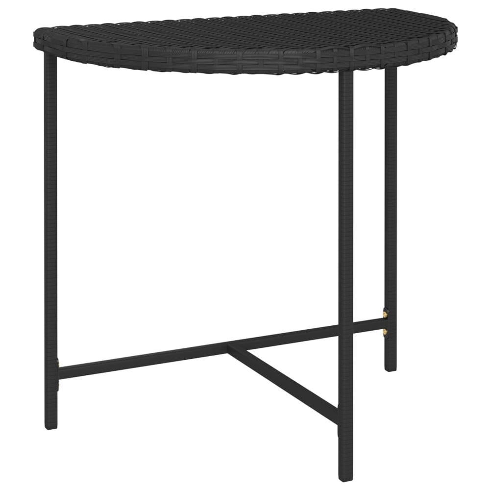Sodo stalas, juodos spalvos, 80x50x75cm, poliratanas