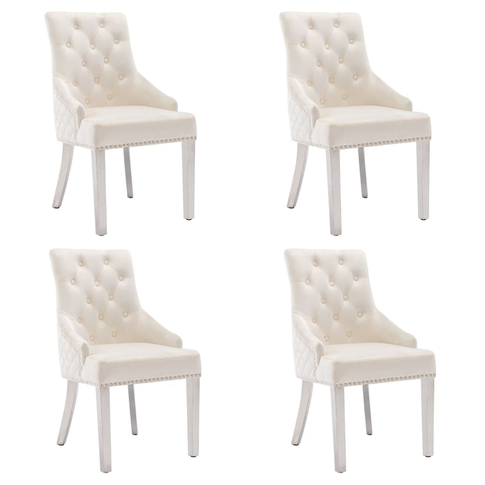Valgomojo kėdės, 4vnt., kreminės spalvos, aksomas (2x337028)