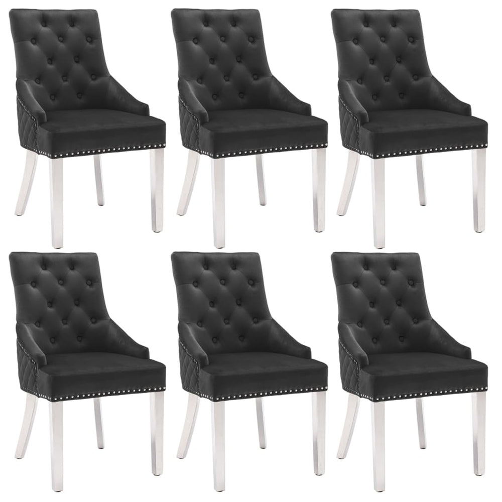 Valgomojo kėdės, 6vnt., juodos spalvos, aksomas (3x337022)