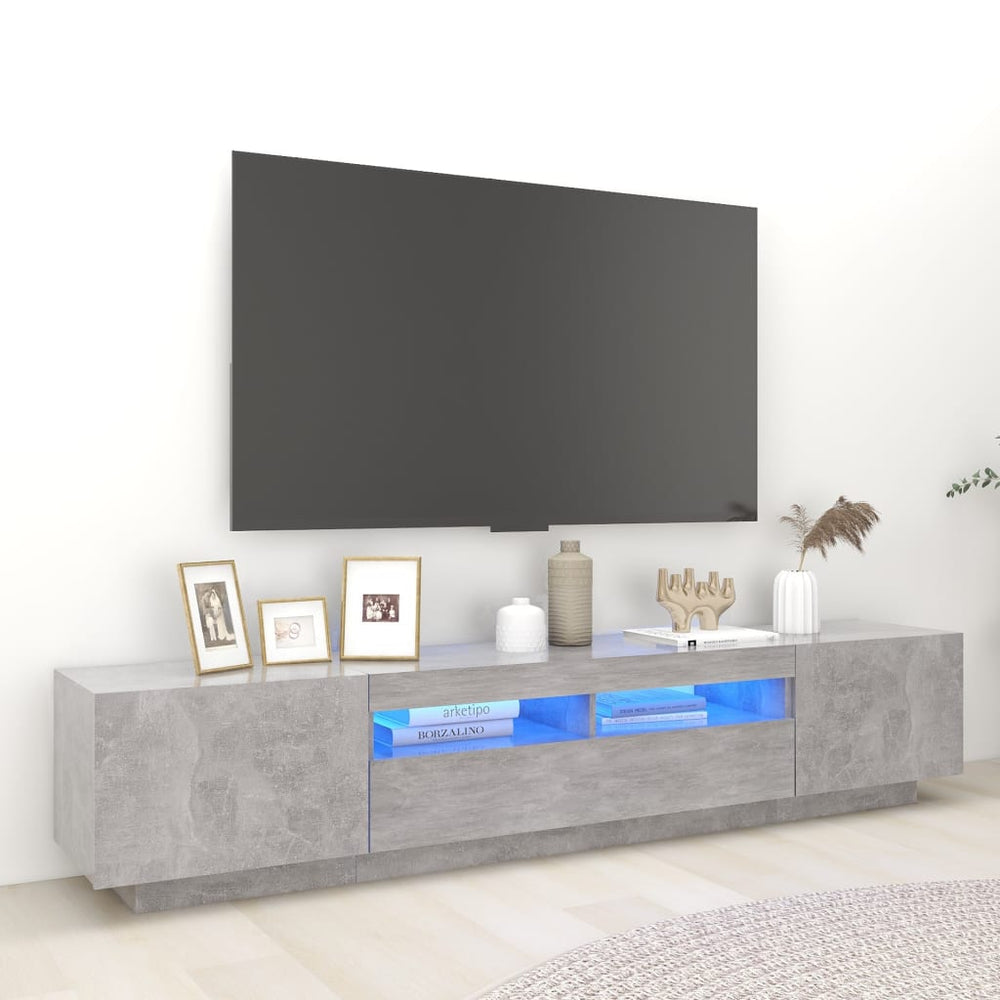 Televizoriaus spintelė su LED, betono pilka, 200x35x40cm