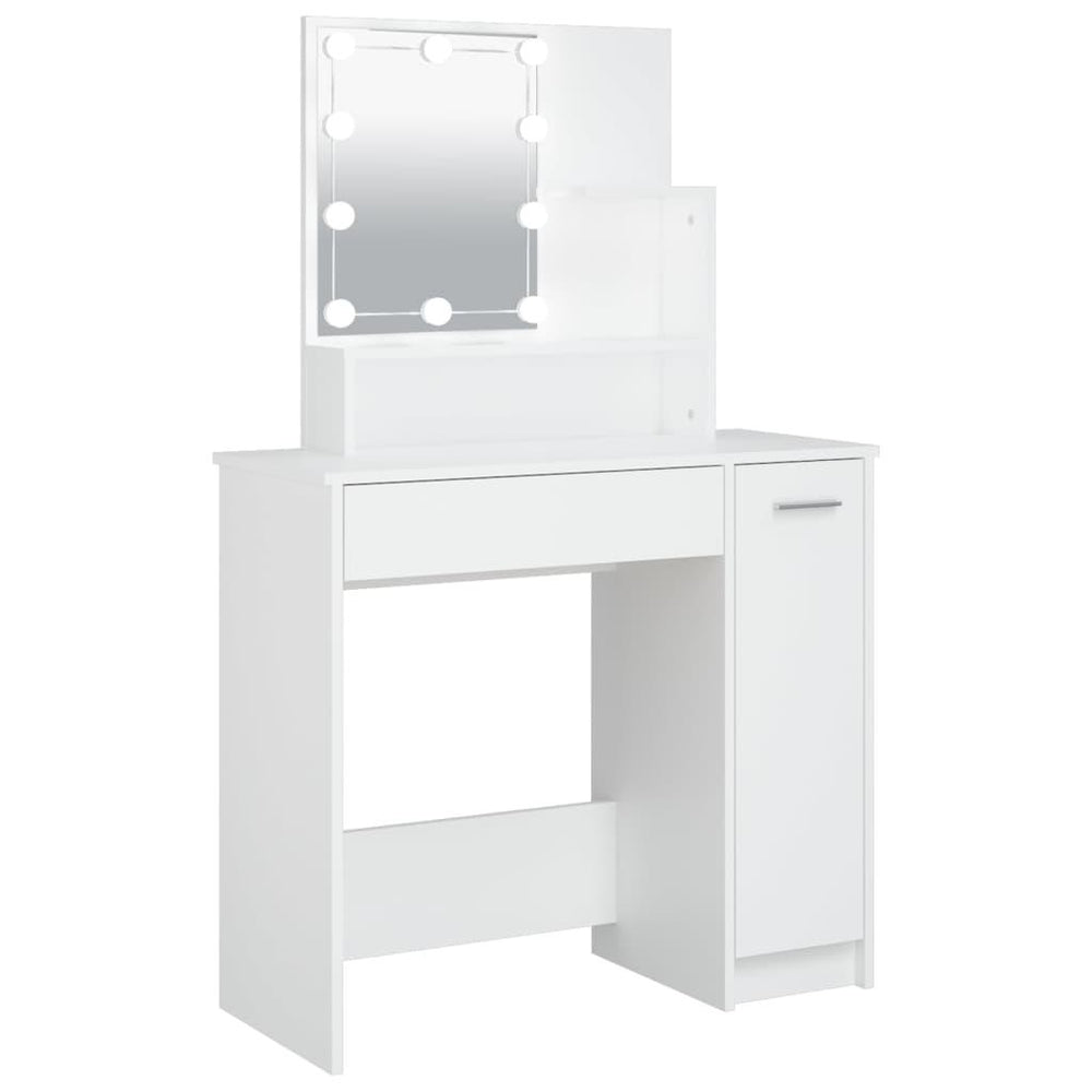 Kosmetinis staliukas su LED apšvietimu, baltas, 86,5x35x136cm