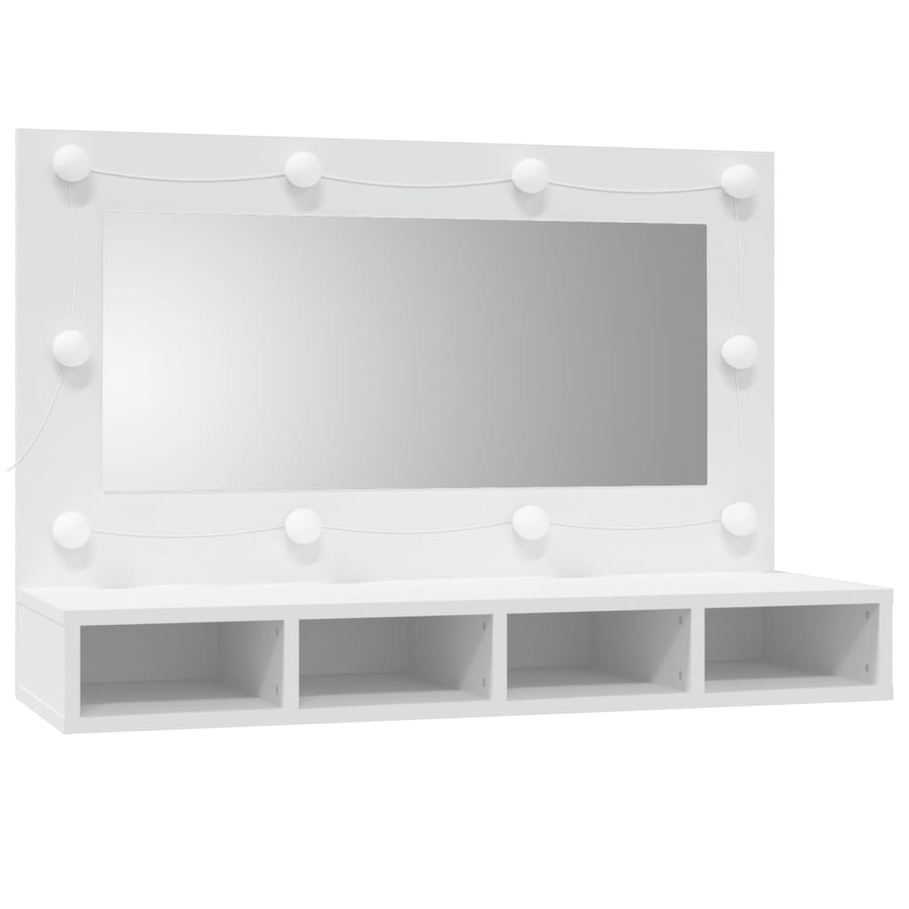 Veidrodinė spintelė su LED apšvietimu, balta, 90x31,5x62cm