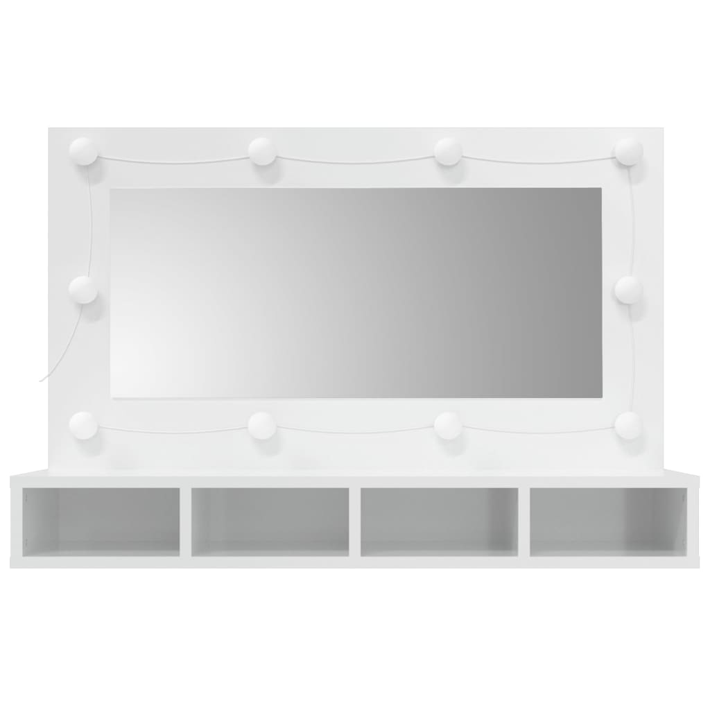 Veidrodinė spintelė su LED, balta, 90x31,5x62cm, blizgi
