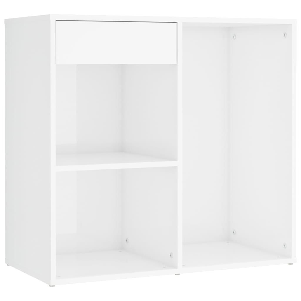 Kosmetinis staliukas su LED ir 2 spintelėmis, baltas, mediena