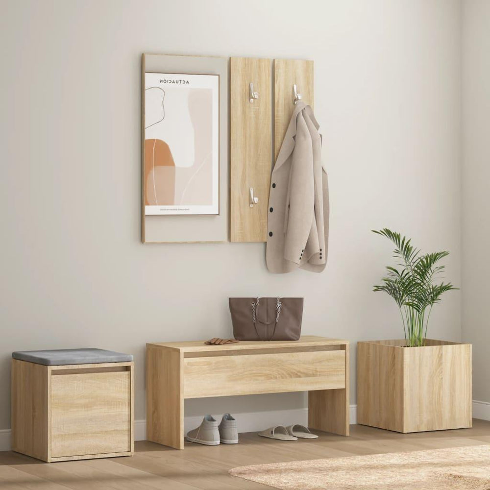Koridoriaus baldų komplektas, ąžuolo spalvos, apdirbta mediena