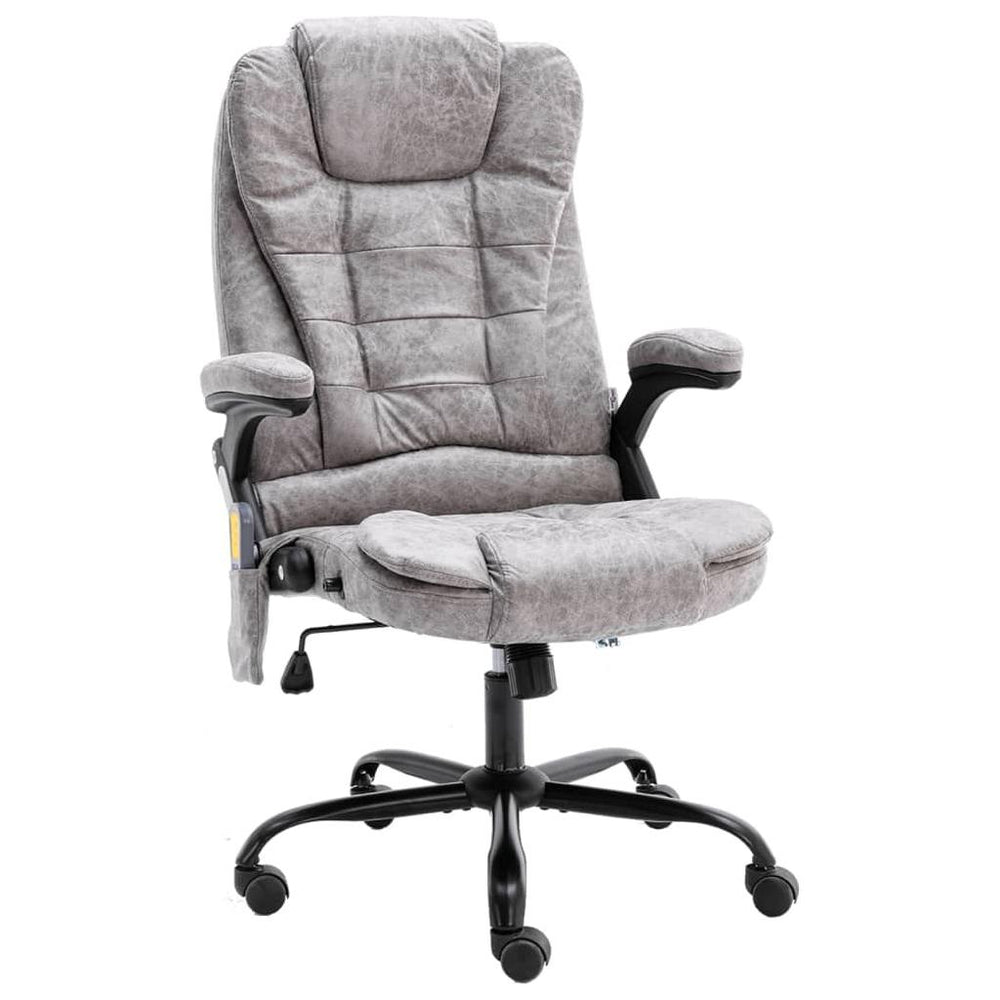 Masažinė biuro kėdė, šviesiai pilkos spalvos, tikra oda