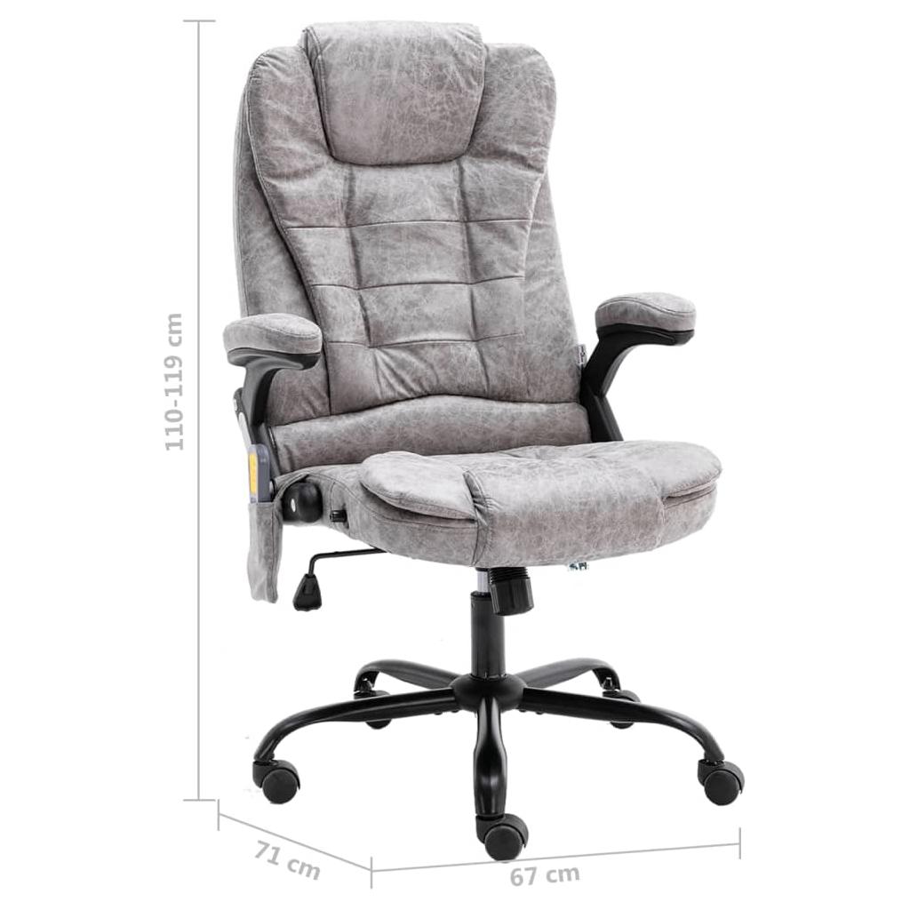 Masažinė biuro kėdė, šviesiai pilkos spalvos, tikra oda
