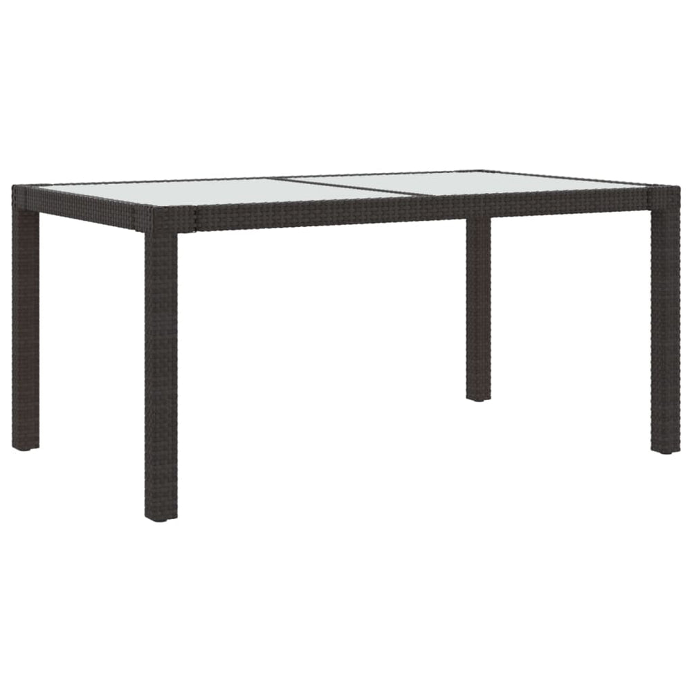 Sodo stalas, rudas, 150x90x75cm, grūdintas stiklas/poliratanas