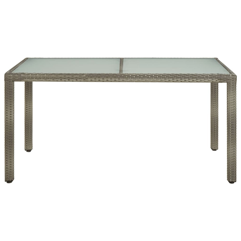 Sodo stalas, pilkas, 150x90x75cm, grūdintas stiklas/poliratanas
