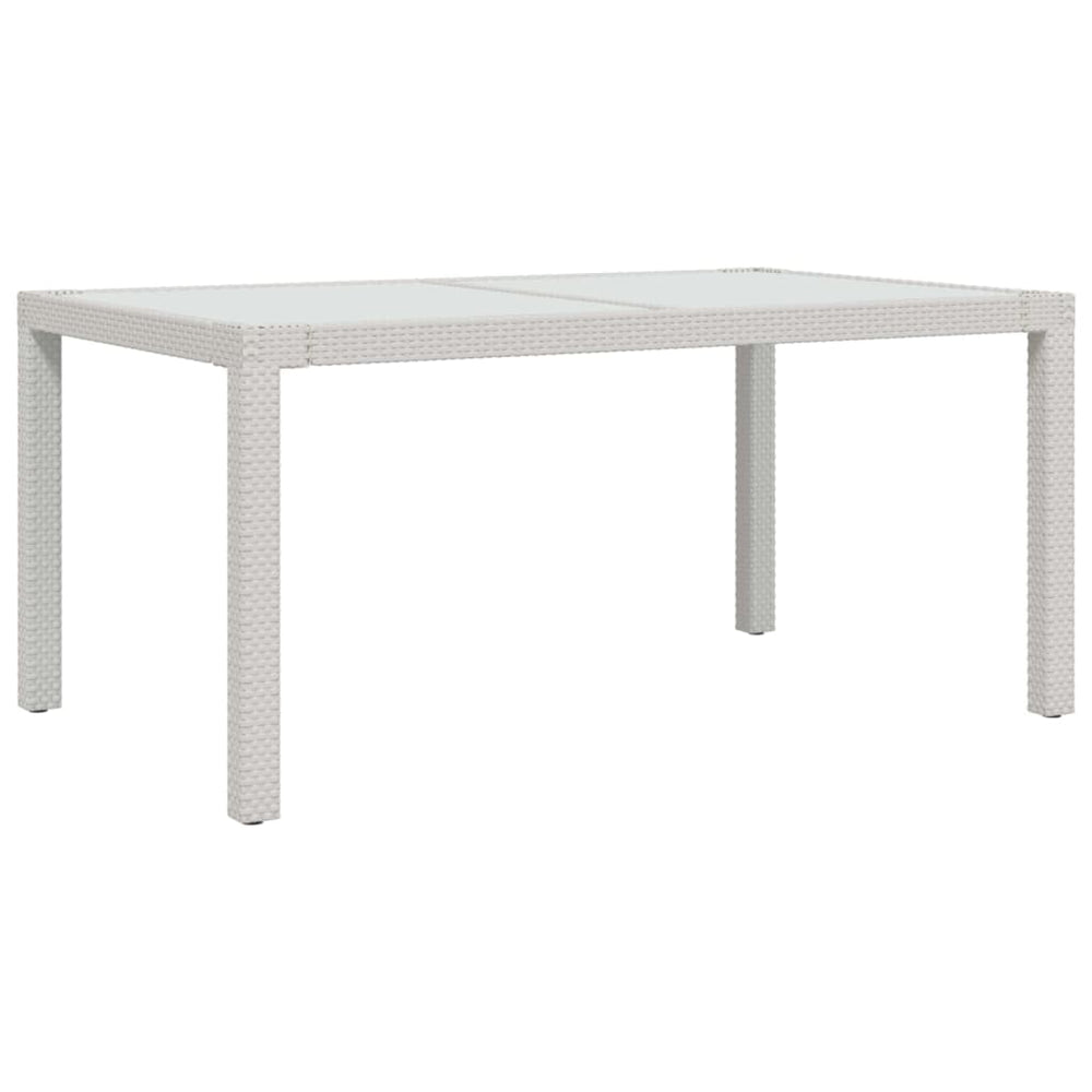 Sodo stalas, baltas, 150x90x75cm, grūdintas stiklas/poliratanas