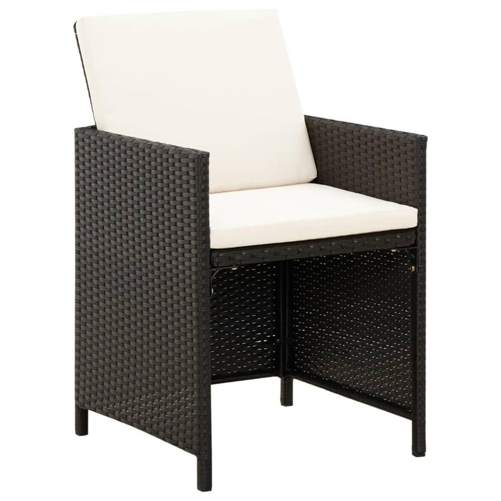 Kėdžių ir taburečių komplektas, 4 dalių, juodas, poliratanas