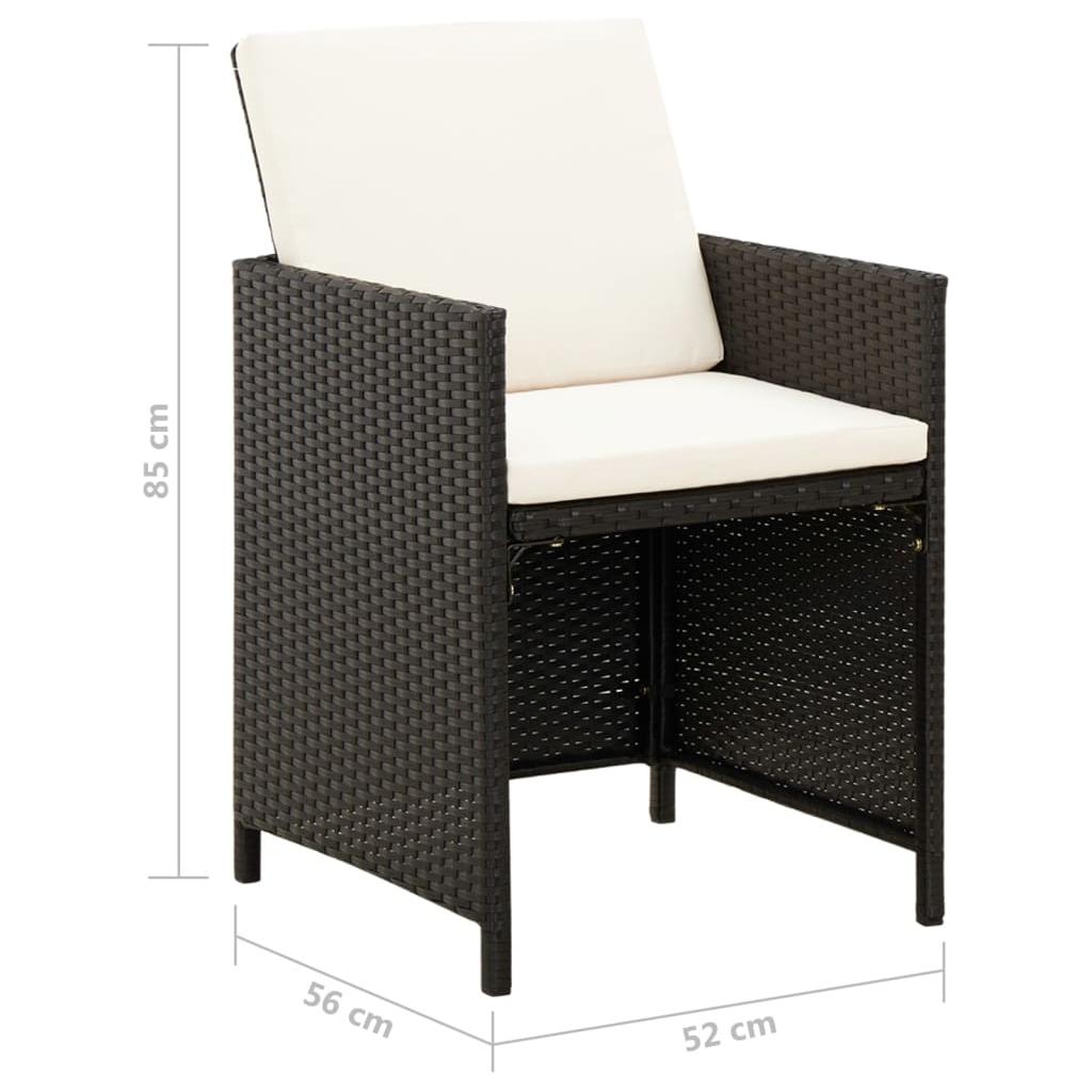 Kėdžių ir taburečių komplektas, 4 dalių, juodas, poliratanas