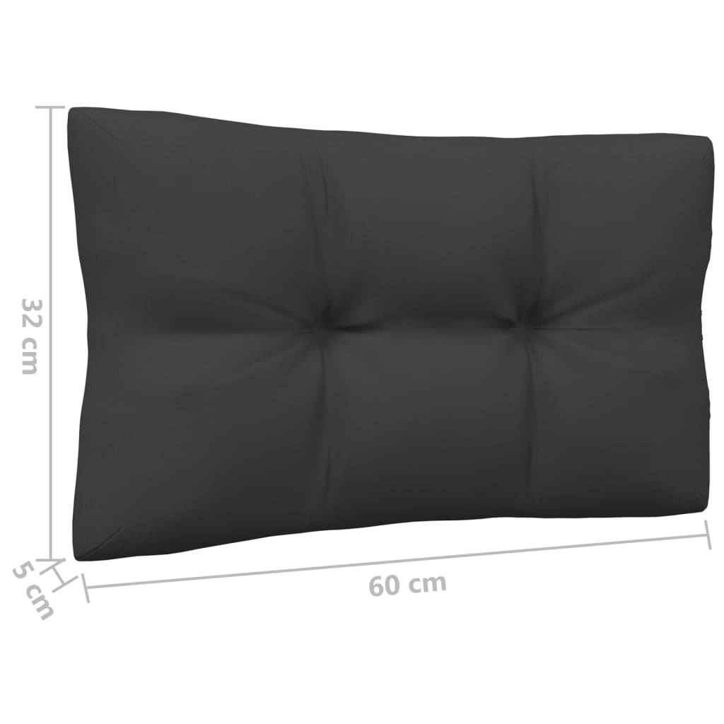 Vidurinė sodo sofos dalis su pagalvėlėmis, juoda, pušis