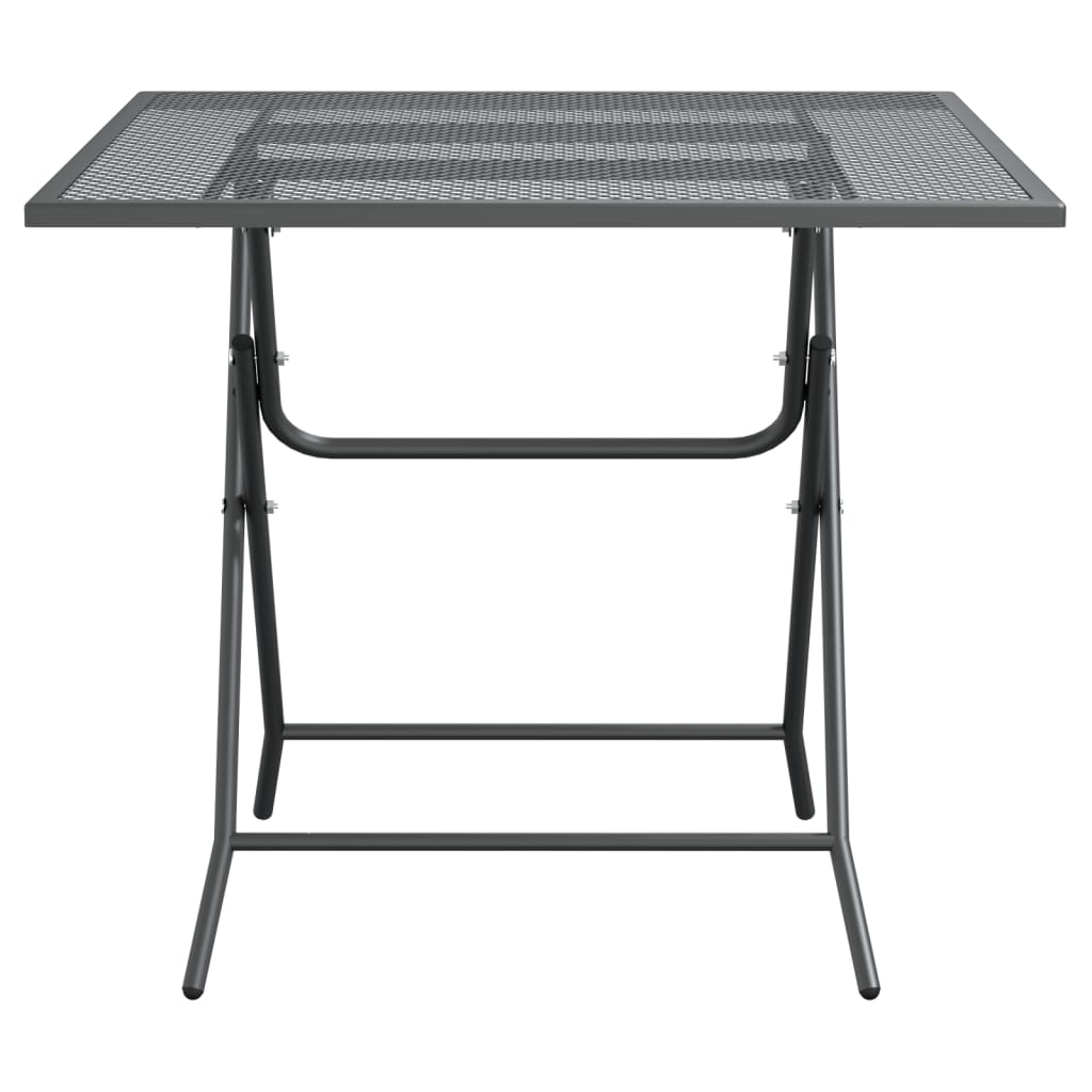 Sodo stalas, antracito, 80x80x72cm, plėsto metalo tinklelis