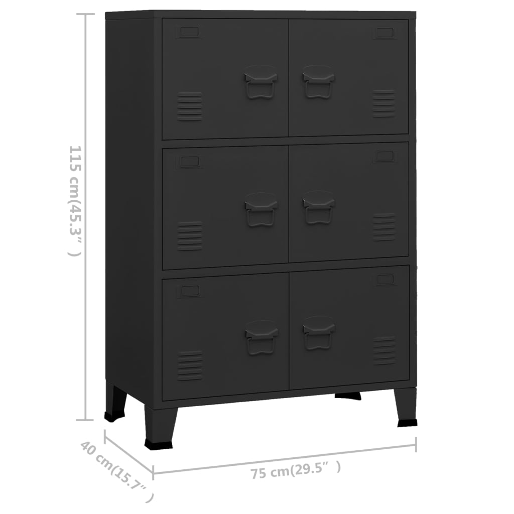 Spintelė dokumentams, juoda, 75x40x115cm, metalas