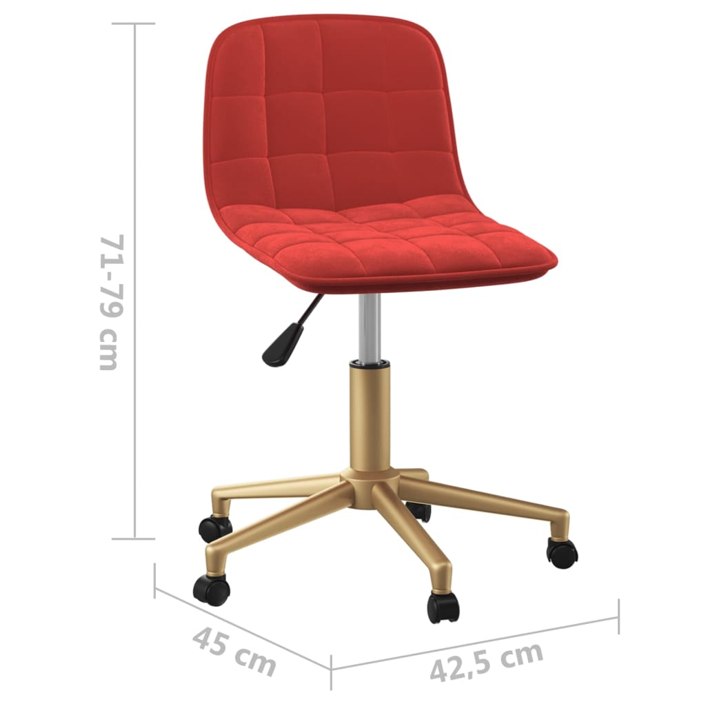 Pasukama biuro kėdė, raudonojo vyno spalvos, aksomas (334134)
