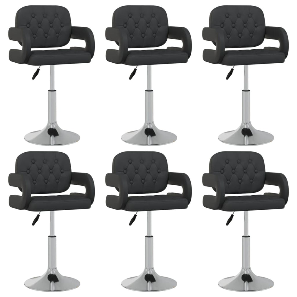Pasukamos valgomojo kėdės, 6vnt., juodos spalvos, dirbtinė oda