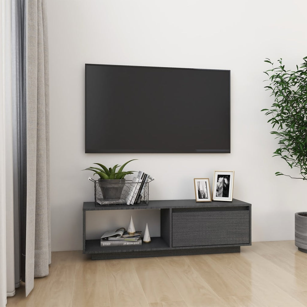 Televizoriaus spintelė, pilka, 110x30x33,5cm, pušies masyvas