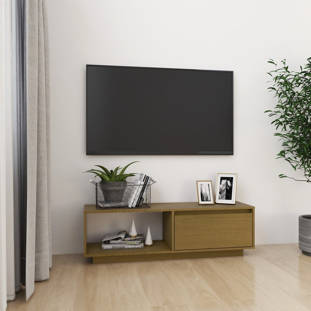 Televizoriaus spintelė, medaus ruda, 110x30x33,5cm, pušis