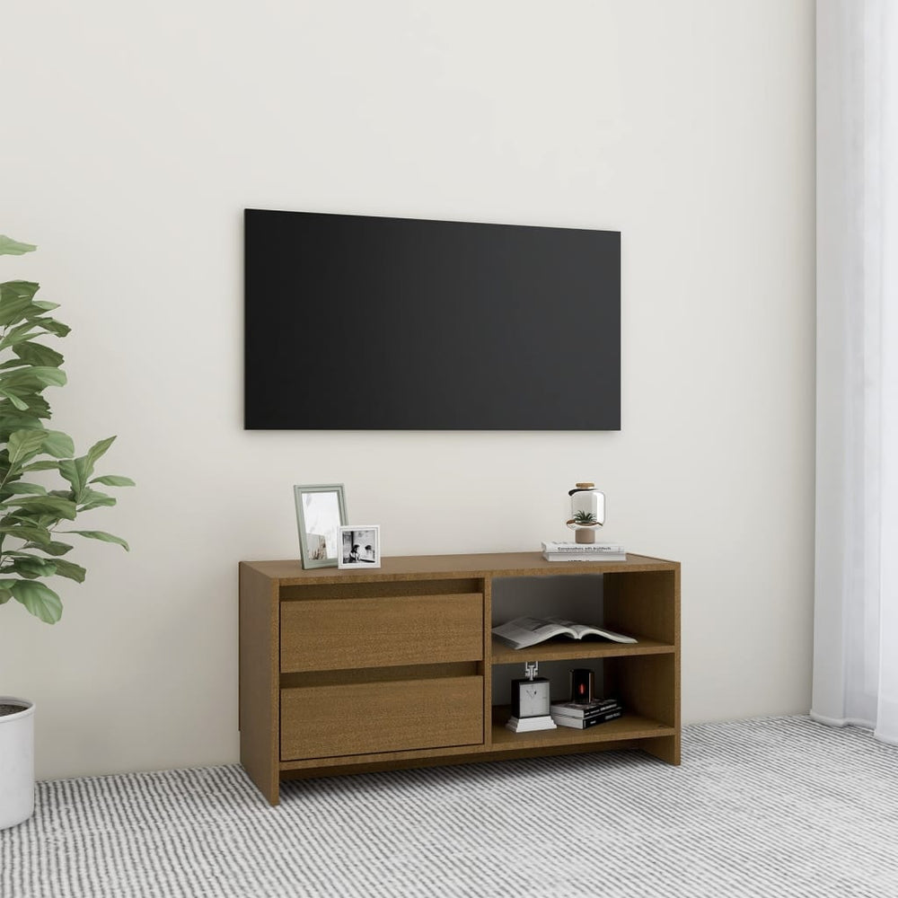 Televizoriaus spintelė, medaus ruda, 80x31x39cm, pušies masyvas