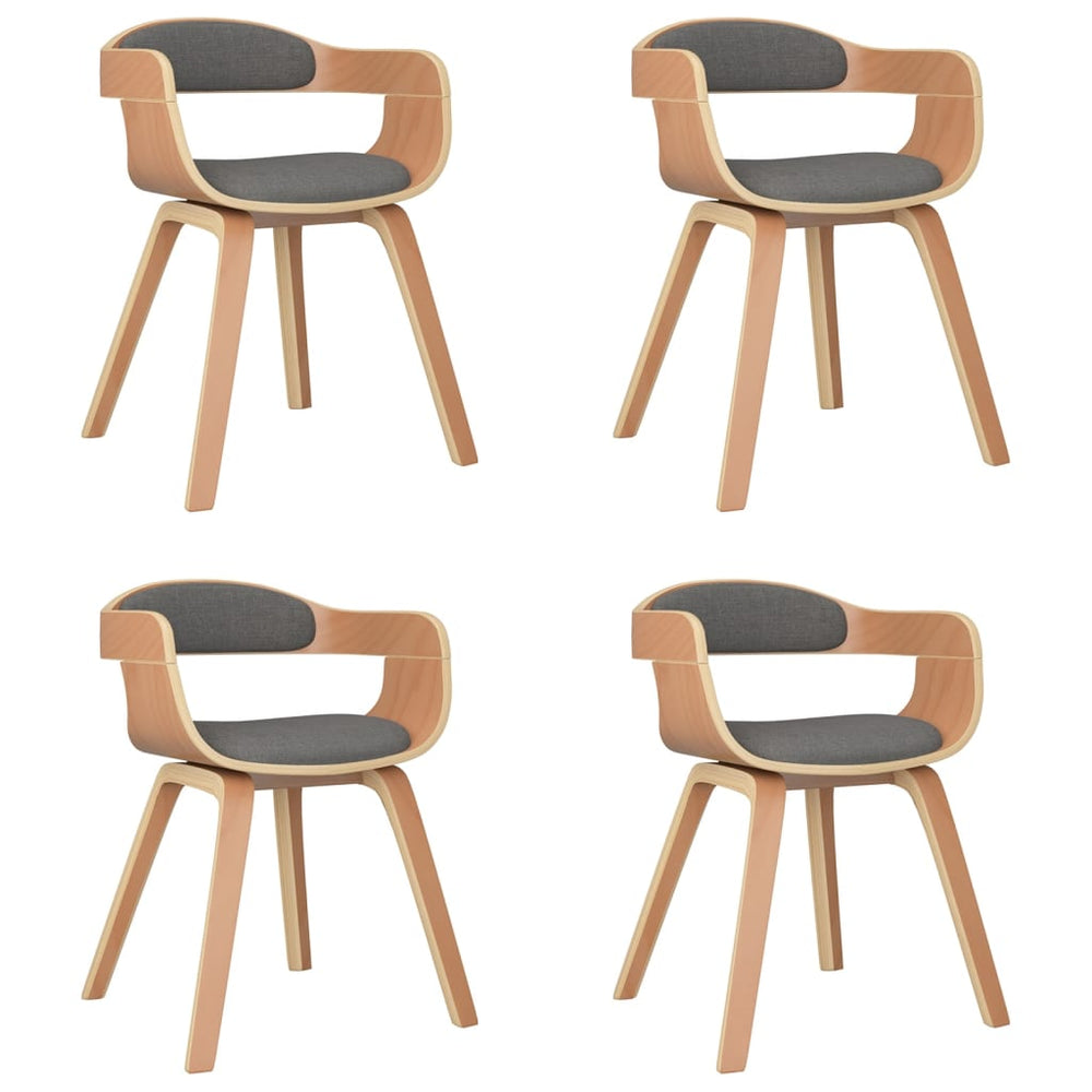 Valgomojo kėdės, 4vnt., šviesiai pilkos, lenkta mediena/audinys