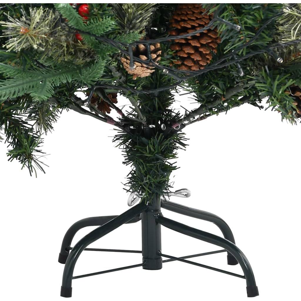 Kalėdų eglutė su LED/kankorėžiais, žalia, 150cm, PVC ir PE