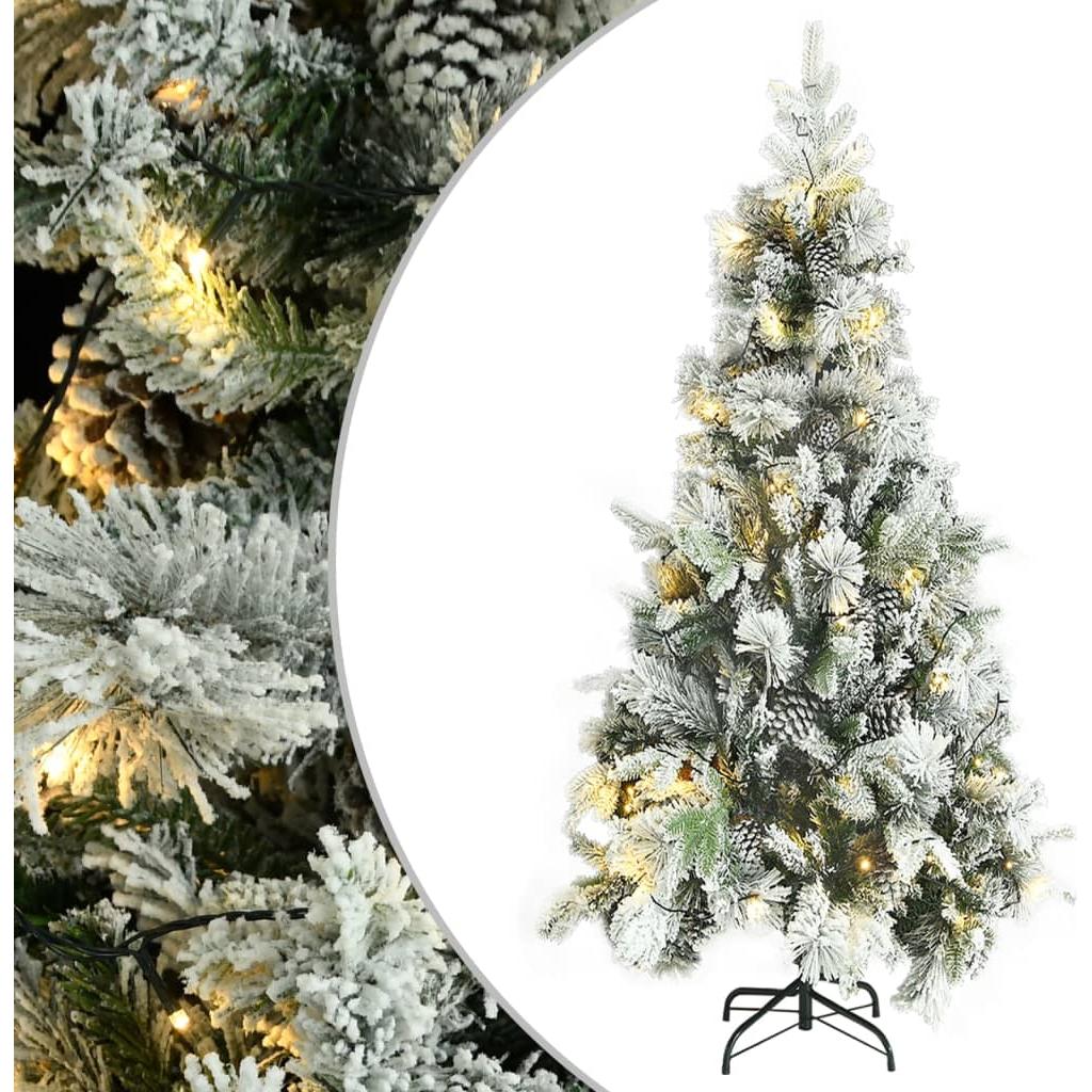Kalėdų eglutė su sniegu/LED/kankorėžiais, 225cm, PVC ir PE
