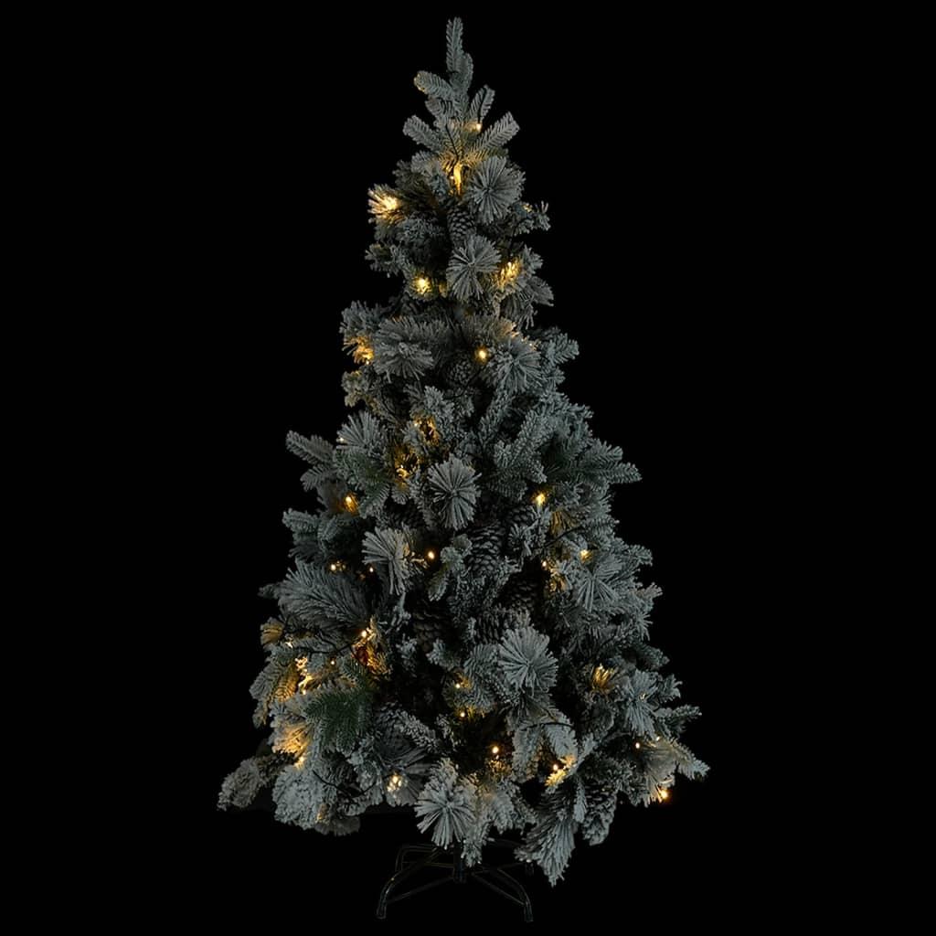 Kalėdų eglutė su sniegu/LED/kankorėžiais, 225cm, PVC ir PE