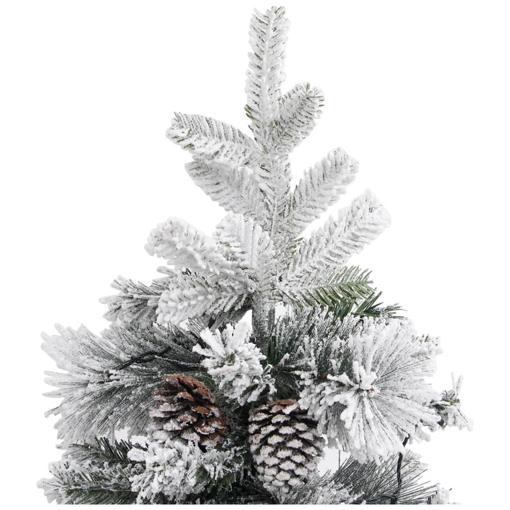Kalėdų eglutė su sniegu/LED/kankorėžiais, 225cm, PVC ir PE