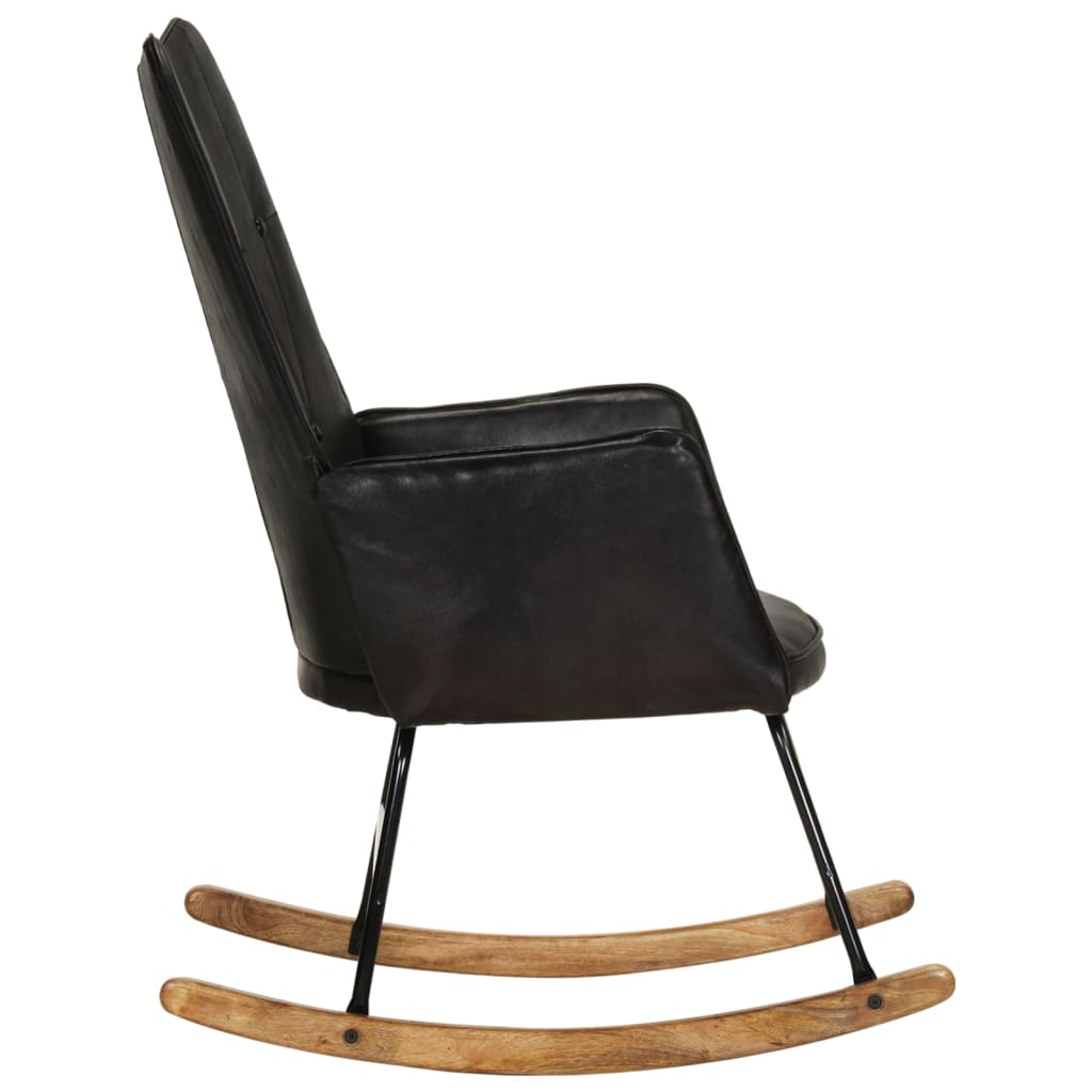 Supama kėdė, juodos spalvos, tikra oda