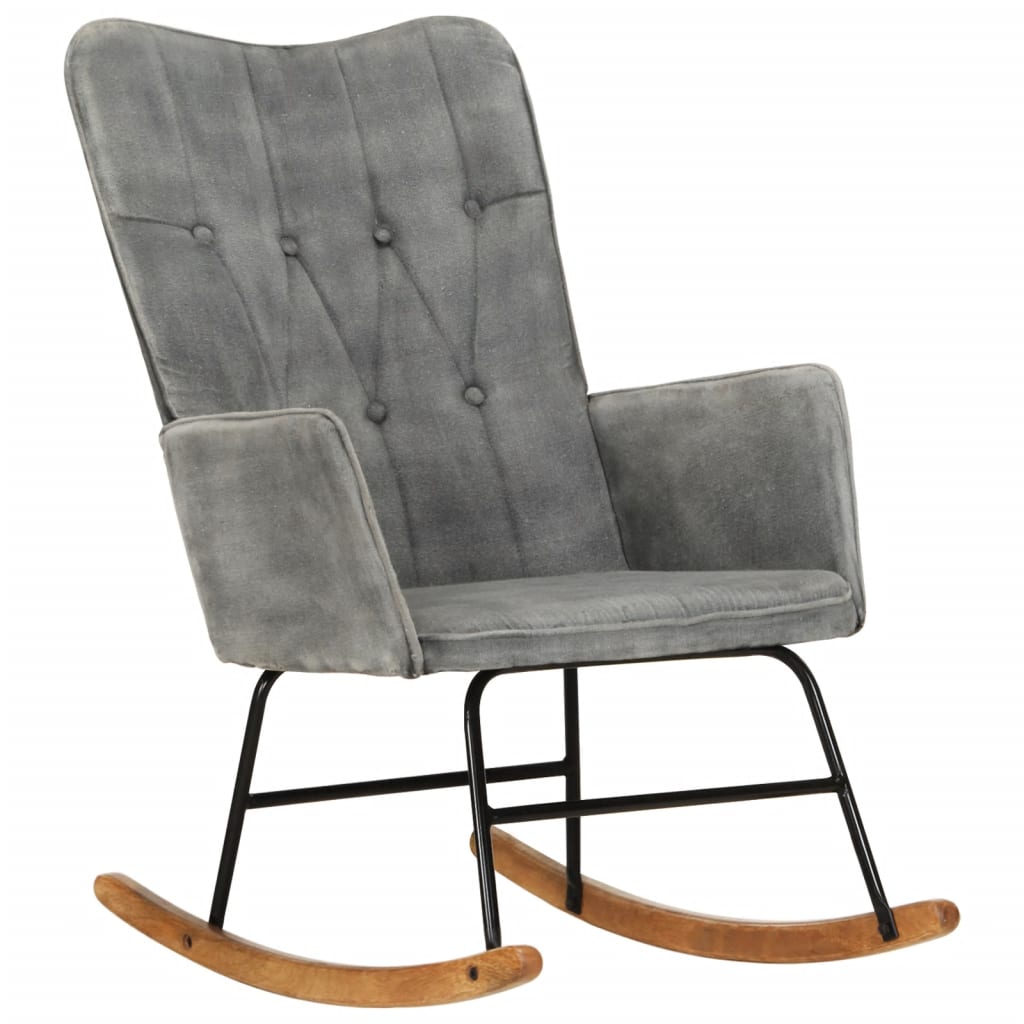 Supama kėdė, pilkos spalvos, drobė, vintažinio dizaino